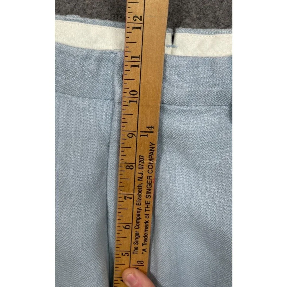 Vintage Polo Ralph Lauren Linen Pants 34x31 Light Blue Herringbone Trousers Read